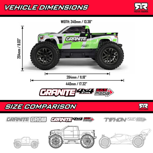 Arrma 1/10 GRANITE 4x4 RTR Brushed Monster Truck - Green