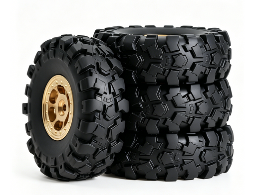 SCX30 Weighted Brass Wheels and Tires. 4 pcs 10g/tire