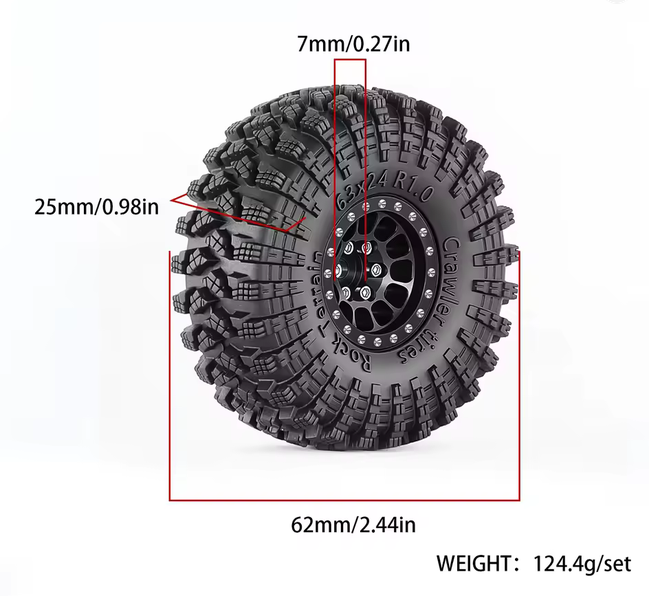 1.0 Rock Terrain Bead lock Rims and Tires