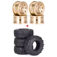 SCX30 Weighted Brass Wheels and Tires. 4 pcs 9g/tire