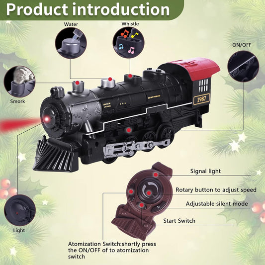 Oliugei Electric Train Set Toy with Remote Control,Smoke and Sound
