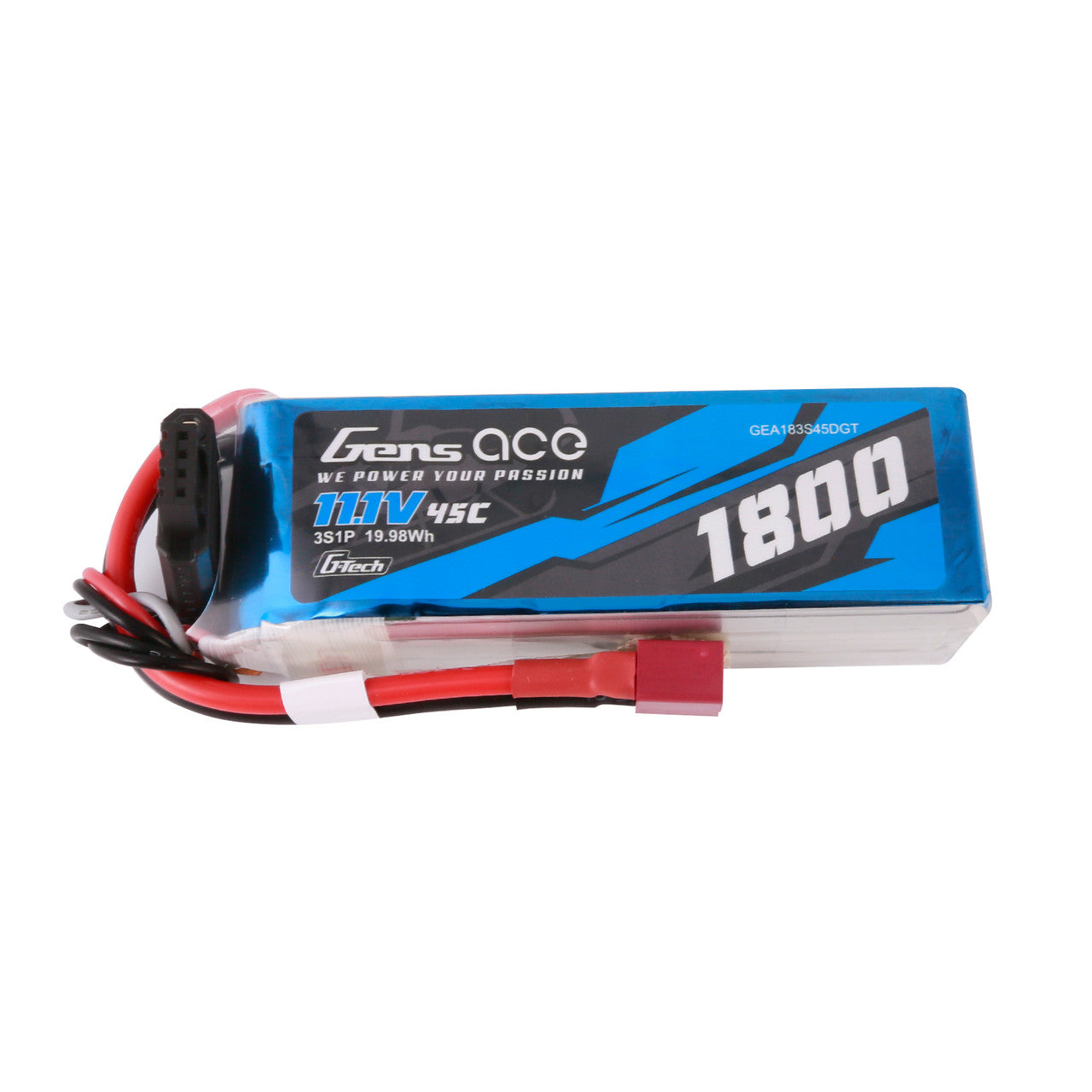 Gens ace 1800mAh 3S 45C 11.1V Lipo Battery Pack/ Deans Plug