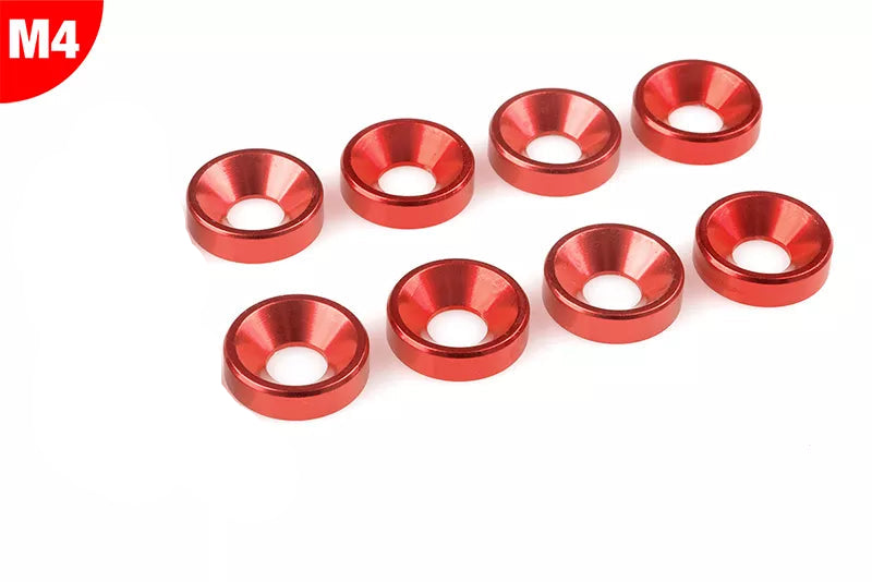 Team Corally - Aluminium Washer - for M4  - Red - 8 pcs C-3213-40-5A
