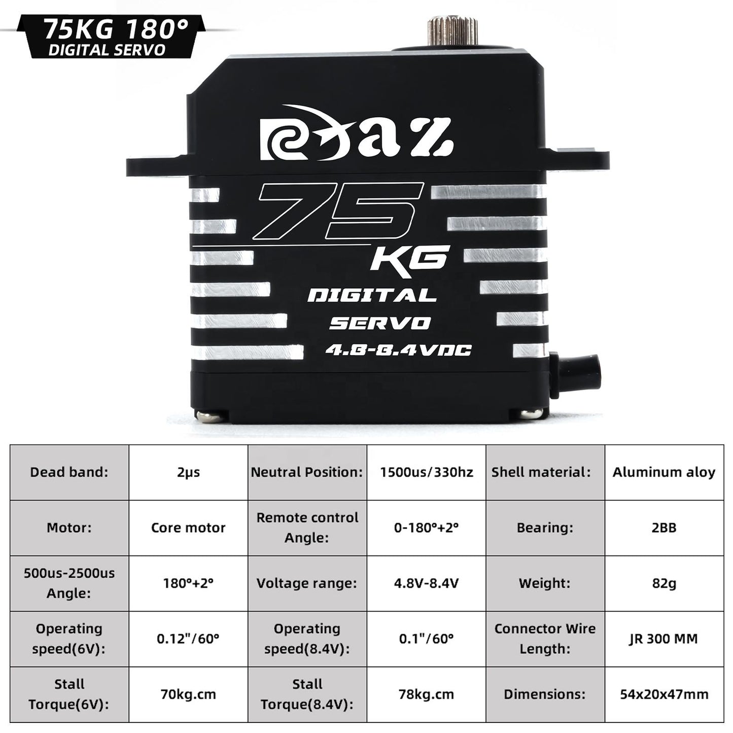 Brushless RCXAZ Steel Gear Digital Servo 75KG