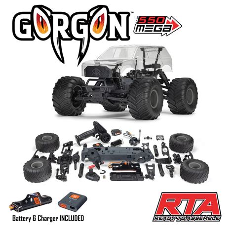 Arrma 1/10 GORGON 2wd Monster Truck Self Assembly RTA KIT SMART USB battery (Battery & Charger Included) - Clear