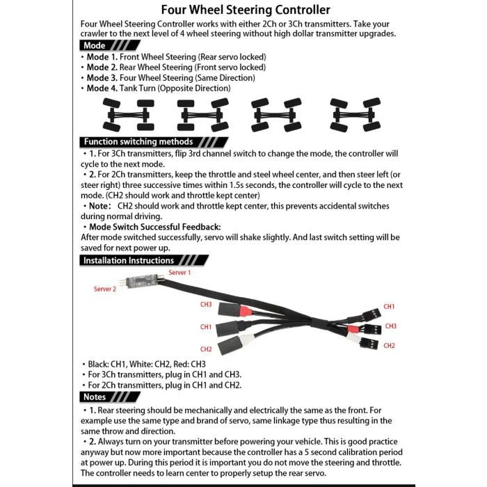 RC Rock Crawler Four Wheel Steering Controller, 4ws