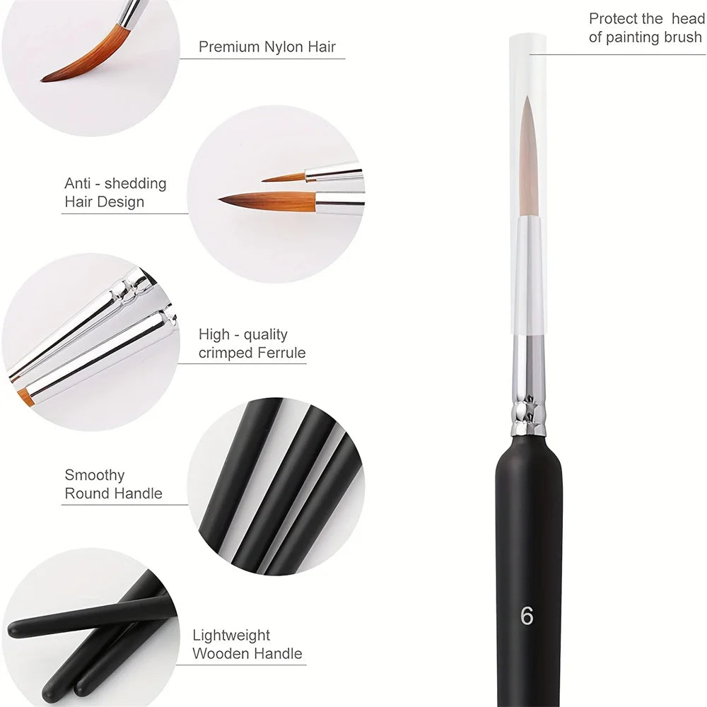 Miniature paint brush set 10 pcs
