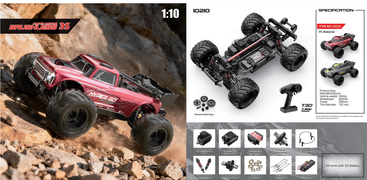 MJX Hyper Go 10210 4x4 1/10 Brushless  Monster Truck
