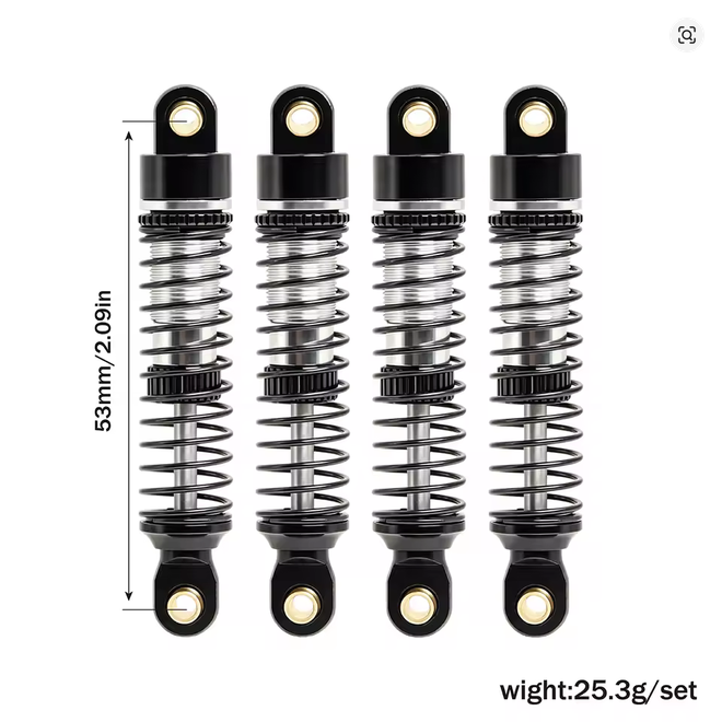 4PCS 53mm Aluminum Threaded Shock Absorber Oil Damper A3422-53-BK