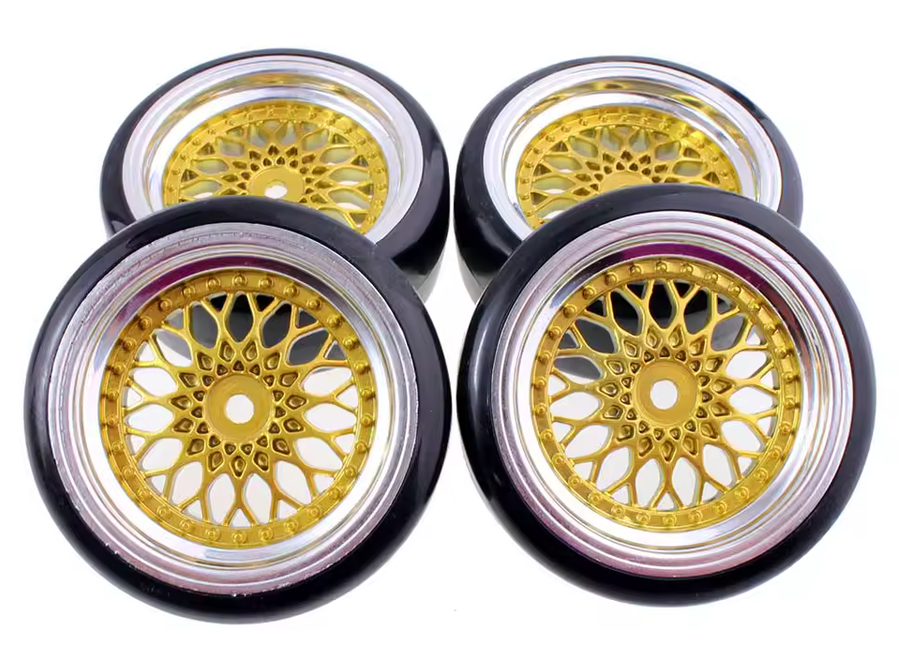 1:10 Mounted Drift tires and rims set of 4