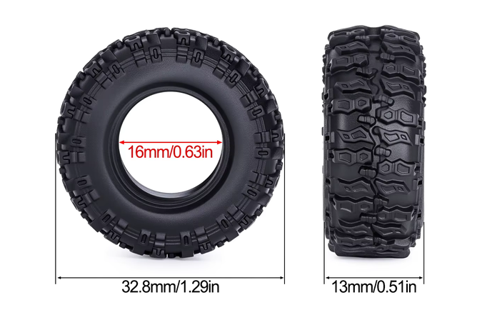 4Pcs 0.7 Rock Terrain Tires AXIAL SCX30 1/30 Crawler 4pcs