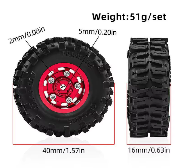 TTIRC 0.7 Inch Metal Beadlock Wheels SCX30