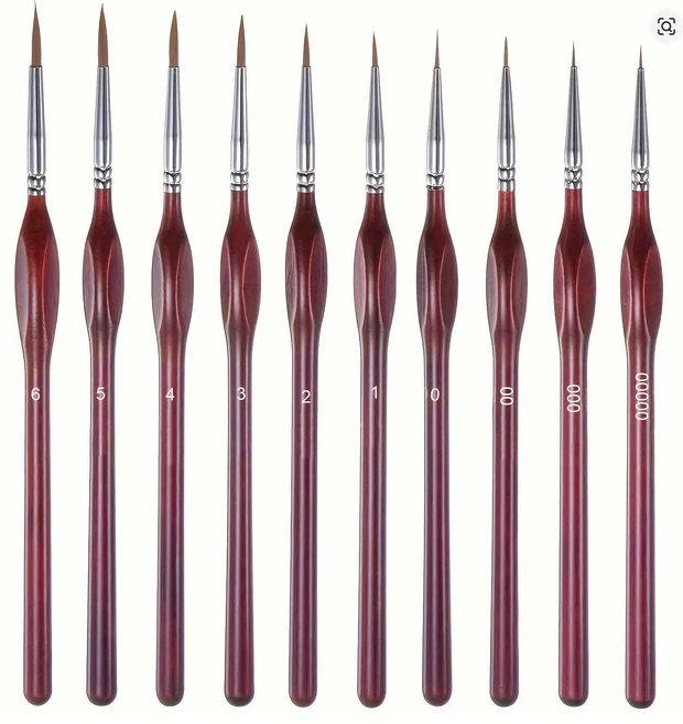Miniature paint brush set 10 pcs