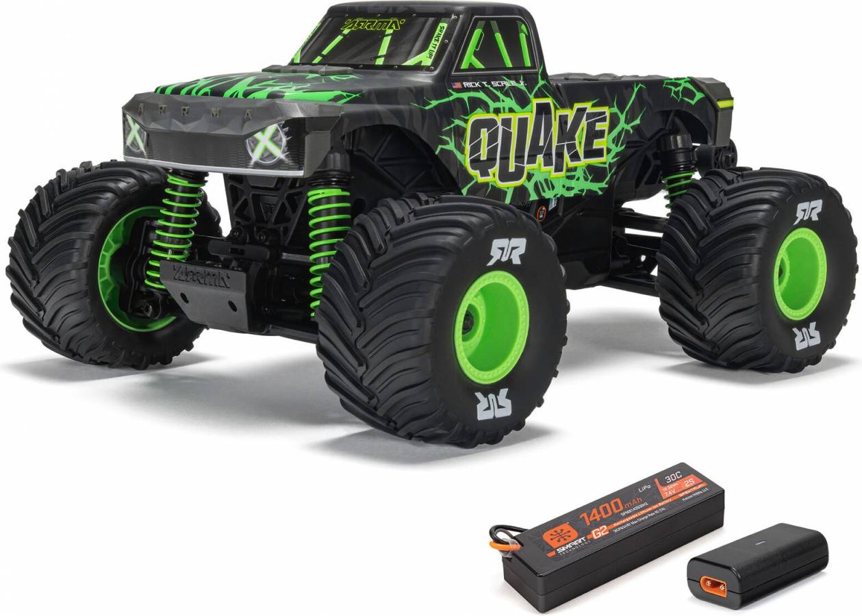 ARA2137T2 1/16 QUAKE GROM Brushed 4x4 RTR (B&C Incl) Green