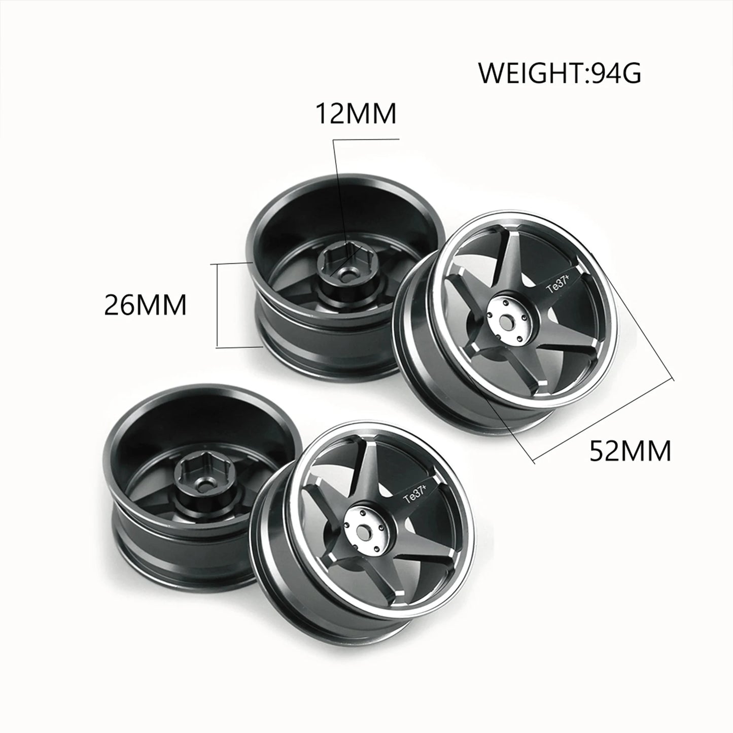 Te37+ Aluminum alloy wheel hub  1/10 scale drift cars
