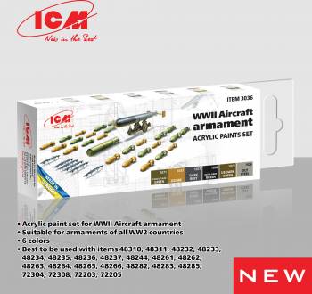 ICM Acrylic Paint Set for WWII Aircraft Armament