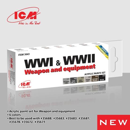 ICM Acrylic Paint Set for WWI & WWII Weapon and Equipment