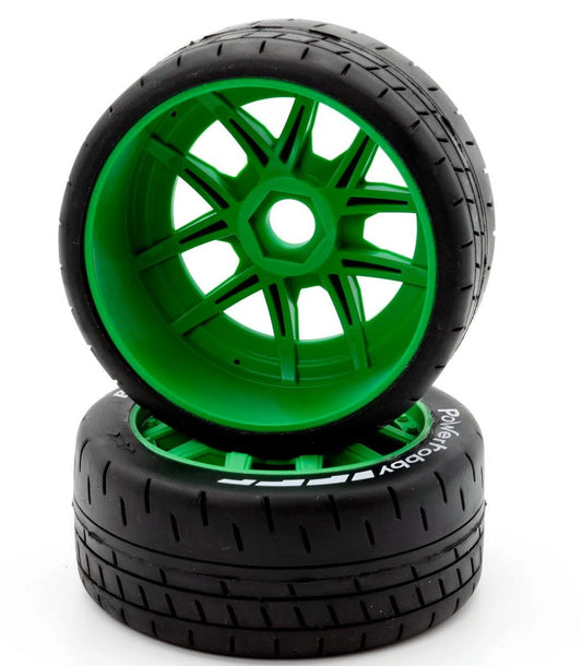 Powerhobby 1/8 GT Beast Belted Mounted Tires 17mm Green